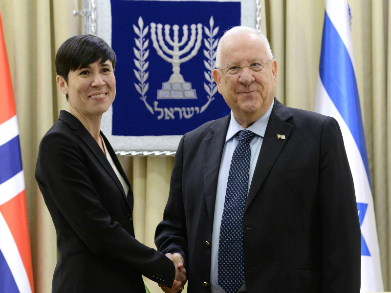 President Rivlin with Norwegian Foreign Minister Eriksen Søreide​